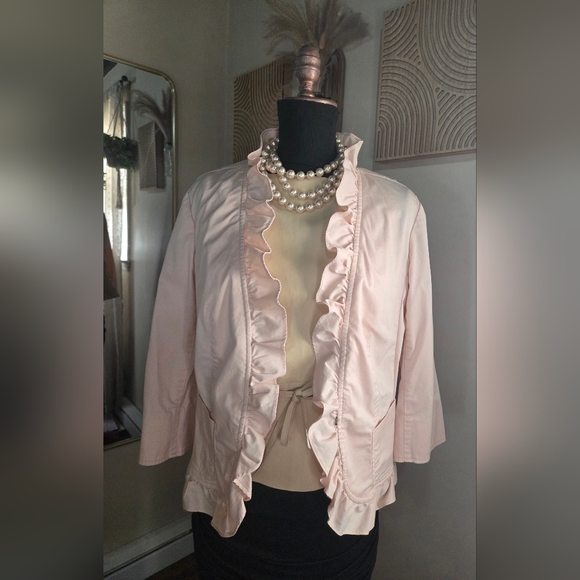Talbots Pink Ruffled Blazer Size 14 - Picture 7 of 7